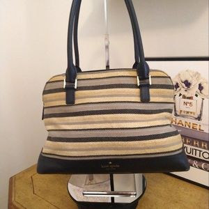 Kate Spade striped canvas and leather satchel